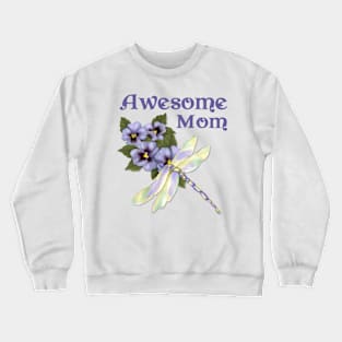 Purple Pansies for Awesome Mom Crewneck Sweatshirt